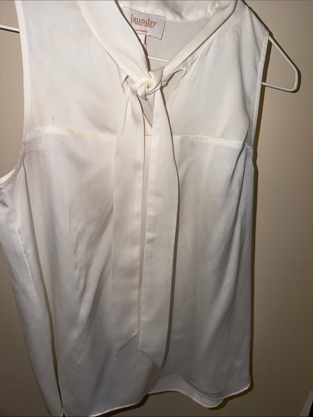 Laundry By Shelli Segal Ivory Tie-Neck Sleeveless Camisole